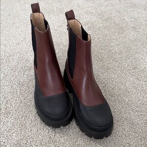 Coach Two-Tone Leather Combat Boots